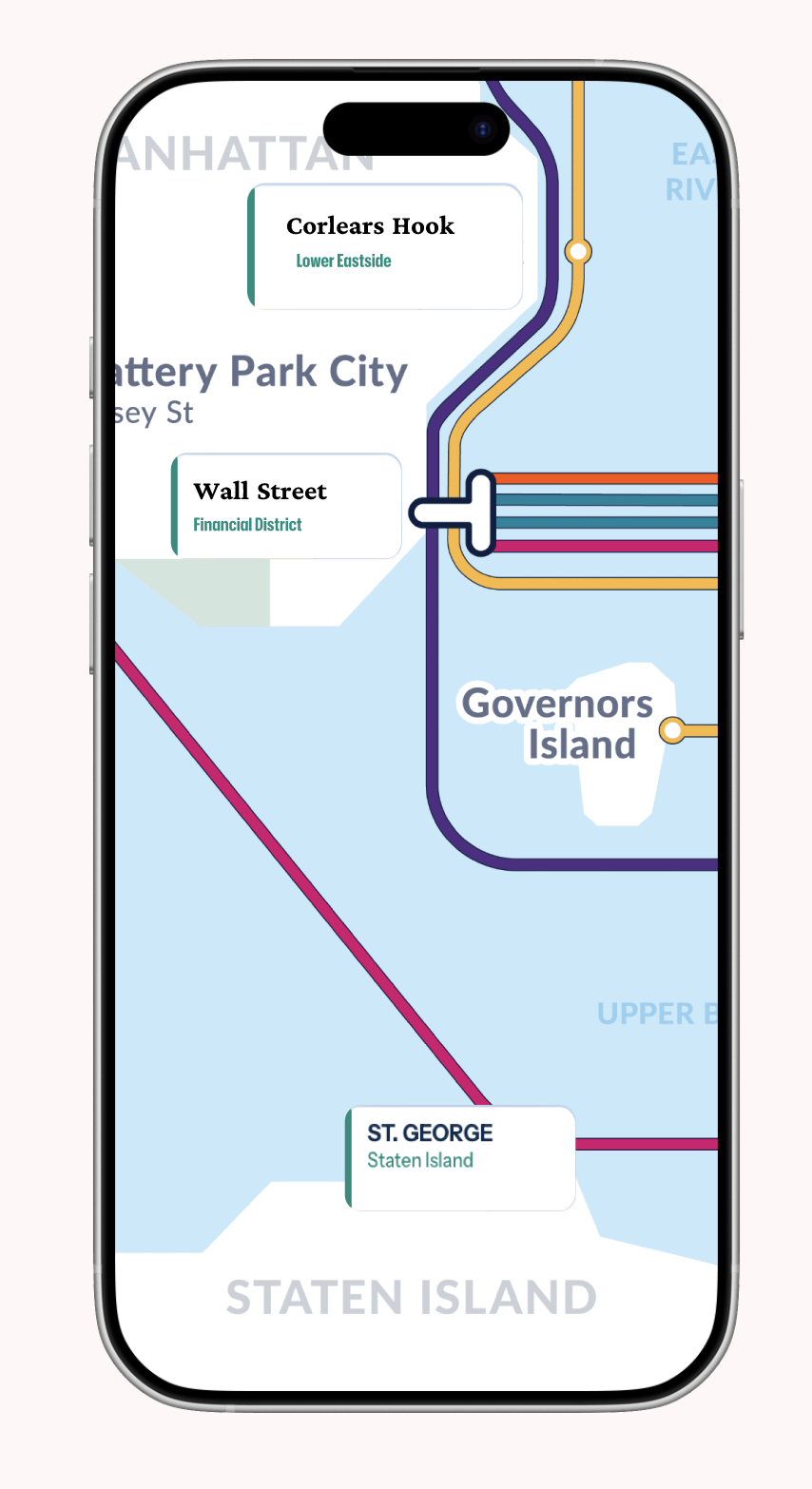 NYC Ferry app prototype screenshot